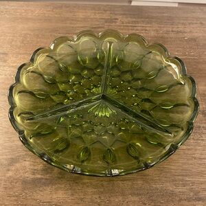 Vintage Anchor Hocking divided dish - green